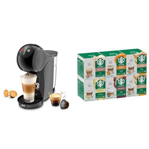 Image of NESCAFÉ DOLCE GUSTO Genio S Automatic Coffee Machine Anthracite Starter Kit, Including 6 boxes of STARBUCKS White Cup Coffee Pods