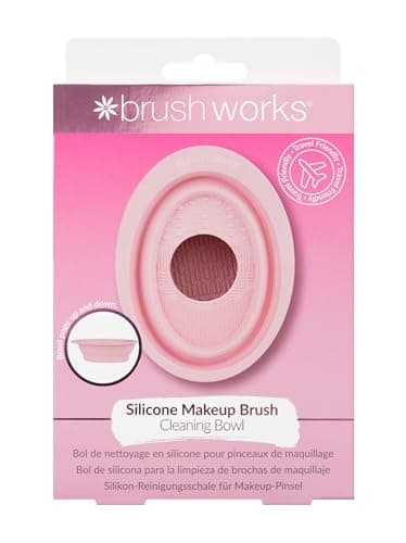 Image of Brushworks Silicone Makeup Brush Cleaning Bowl – Foldable Pink Brush Cleaner with Textured Surface for Easy, Hygienic Deep Cleansing