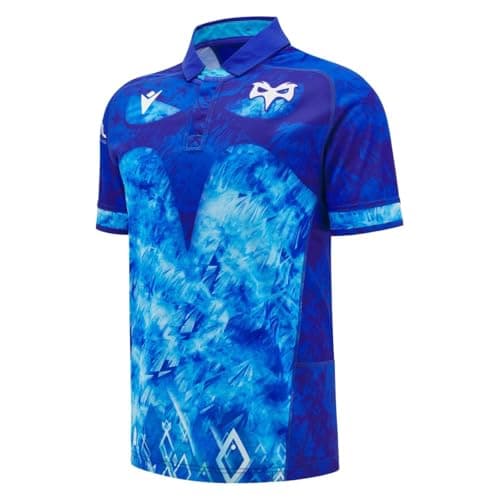 Image of Macron Ospreys Rugby 2024/25 Adults Rugby Shirt/Home/Away/Euro/RRP: £74.99 (UK, Alpha, L, Regular, Regular, Blue - Euro)