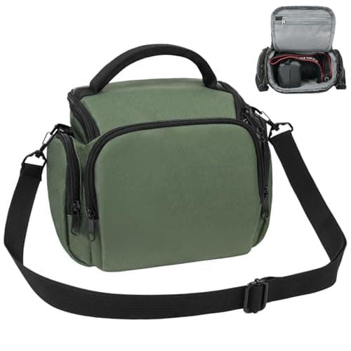 Image of Ainiv DSLR Camera Bag, Waterproof Anti-Shock SLR Camera Case, Adjustable Shoulder Strap Camera Accessories Bag, Portable Crossbody Single Shoulder Backpacks Compatible with Canon, Sony, Nikon, Green
