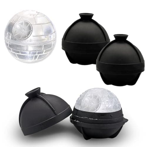 Image of Spespo 2 Pack Silicone Mold Ice Cube Tray Ball Tray Whiskey Baking Chocolate Soap for Star Wars Lovers or Party Theme (Black)