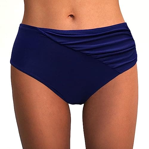 Image of Rayson Women's Bikini Bottom Side Ruched Swim Shorts Medium Waisted Ladies Swimming Shorts Women's Bikini Bottoms Swimwear for Women(Navy,M)