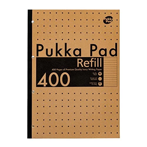 Image of Pukka Pad, Kraft A4 Refill Notepad – 400 Ivory Pages with 8mm Lines – Gluebound with 4-Holepunch – 5-Pack