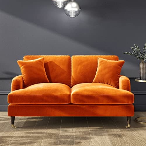 Image of Payton Orange Velvet 2 Seater Sofa