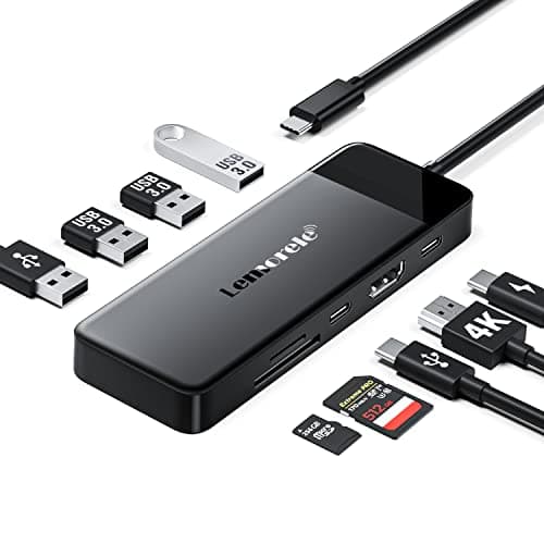 Image of Lemorele USB C Hub - 9 in 1 Multiport Adapter with 4K HDMI, 3 USB 3.0, PD 100W, SD/TF, Docking Station for MacBook, iPad, Windows