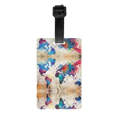 Image of Abstract World Map Patterned Luggage Tags, Made of PVC, can be Hung on suitcases and toolboxes.