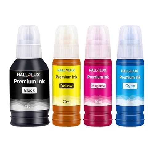 Image of HALLOLUX Ink Bottles Compatible for Epson Ink Bottles for Epson EcoTank ET-14100 1810 2710 2711 2712 2714 2715 2720 2721 2726 2810 2811 2812 2814 Printers. (4-Pack Black, Cyan, Magenta, Yellow)