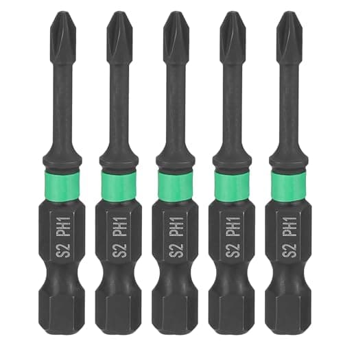 Image of sourcing map 5pcs #1 Impact Phillips Screwdriver Bit PH1 1/4" Hex Shank 2" (50mm) Length 4mm Rod Magnetic Cross Head Drill Bits S2 Steel Industrial Screw Drivers for Impact Power Tools