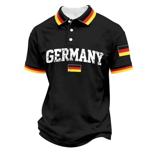 Image of Generisch Football Fan Jersey, German Fan Jersey, Classic Cut, Lightweight Breathable Top for Leisure Daily Wear, black, S