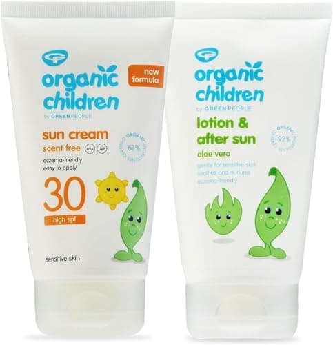 Image of Green People Organic Children Sun Cream SPF30 + After Sun - Natural, Organic Sunscreen for Kids - Easy to Apply - Vegan & Cruelty Free - 2x150ml