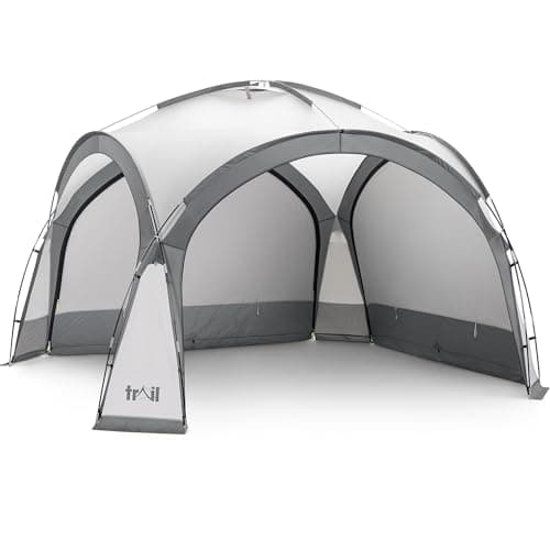 Image of Trail Gazebo with Zip Away Sides, Dome Event Shelter for Outdoor Camping Garden Festival, Waterproof 2000mm, UPF50+ UV Sun Protection, Travel Bag, 3.5m x 3.5m x 2.3m (Grey)