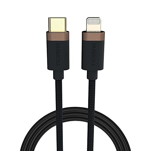 Image of Duracell 1m Black USB-C to Lightning Toughened Braided Cable - MFI Certified Charger Cable