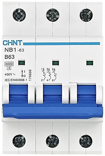 Image of Chint NB1-63B3P06 Miniature Circuit Breaker, 6 A, 3 Pole, B Curve, 6 kA
