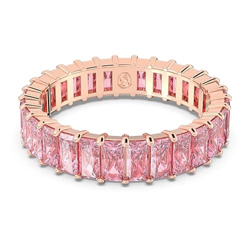 Image of Swarovski Matrix ring, Baguette cut, Pink, Rose gold-tone plated, 55