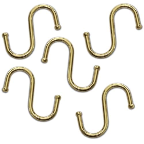 Image of Merriway® BH01130 (5 Pcs) EB Brass Plated Kitchen S-Hooks, 75 mm (3 inch) - Pack of 5 Pieces