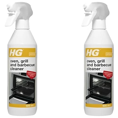 Image of HOCHSTE® HG Oven, Grill & BBQ Cleaner Spray (500ml) Heavy Duty Grease & Burnt Food Remover Professional Degreaser for Ovens BBQs Baking Trays Stainless Steel & Hobs Easy Spray Yellow - 2 Pack