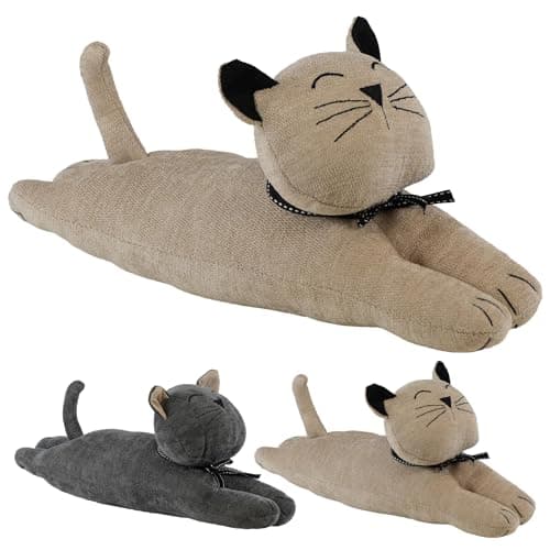 Image of GEEZY Large Weighted Cat Door Stop Animal Design – Fabric, Sand-Filled, Home Decor – Indoor Novelty Decorative Door Stoppers for Wood or Carpet Floors, Bedroom, Living Room – for Cat Lovers