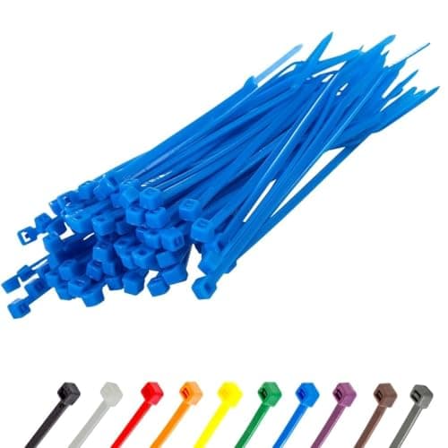 Image of Gocableties Small Blue Cable Ties, 100mm x 2.5mm, Pack of 100, 4” Premium Nylon Zip Ties, Plastic Tie Wraps, Secure Self-Locking Mechanism, for Home, Garden, Office and DIY