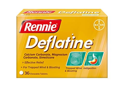Image of Rennie Deflatine, Trapped Wind and Bloating Tablets, Fast and Effective Heartburn Relief and Indigestion Relief, Sugar Free Mint, 1 Pack of 36 Tablets