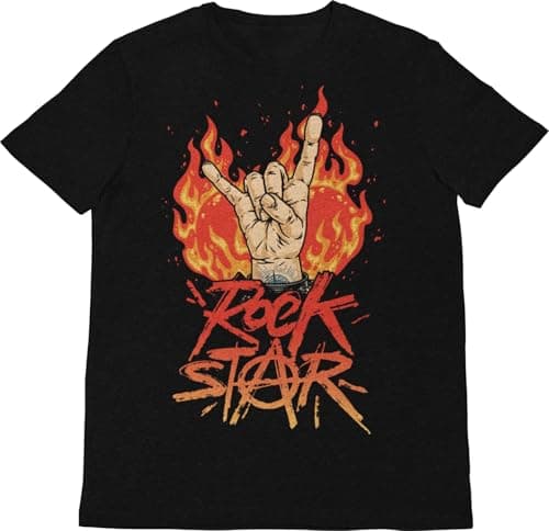 Image of Rockstar Kids T-Shirt for Boys & Girls - Heavy Metal Rock Star Kids Rock T Shirts (7 to 8, Black)