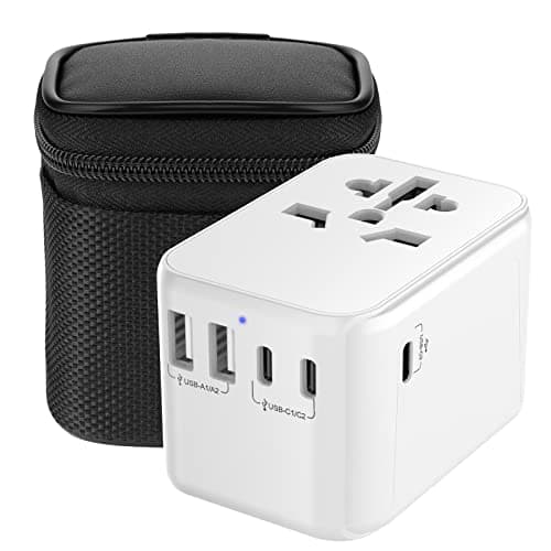 Image of Diswoe Universal Travel Adapter, Worldwide Travel Adapter with 2 USB A and 3 USB C Ports International Plug Adapter with EU UK USA AU Plugs Power Socket Charger for Multi-Countries