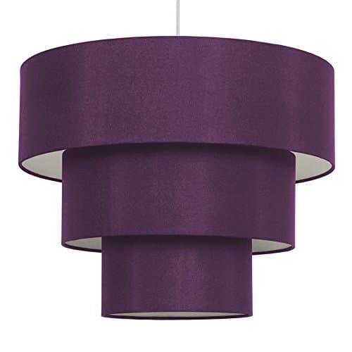 Image of MiniSun | 3 Tier Purple Faux Silk Ceiling Light Shade | Lamp Shades, Home Décor & Improvement Essential | 38cm Shade Width
