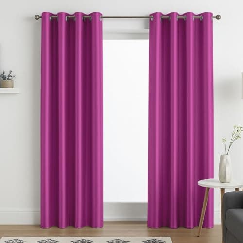 Image of John Aird Luxury Faux Silk Fully Lined Eyelet Curtains (Fuchsia, 229cm Width x 183cm Drop (90"x 72")