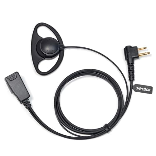 Image of UAYESOK 2 Pin D Shape Radio Earpiece for Motorola CP040 DP1400 GP88 GP300 XT420 XT460 Hytera PD405 PD505 BD505 Walkie Talkie, Security Guard Radio Headset with PTT Mic Microphone (1 Pcs)