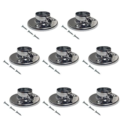 Image of TERF® Polished Chrome Curtain Wardrobe Rod Pole Socket with Holding Screw for Up to 19mm Diameter Curtain Rail Wall Mount Rod Pole Holder Closet Lever Rail Socket with Fixing - Pack of 8