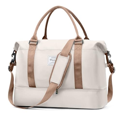 Image of for Easyjet Airlines Underseat Cabin Bag 45X36X20 Weekend Overnight Carry on Holdall for Women Travel Duffel Sport Gym Tote Mum Hospital Bags with Wet Pocket,A04-Beige-Brown