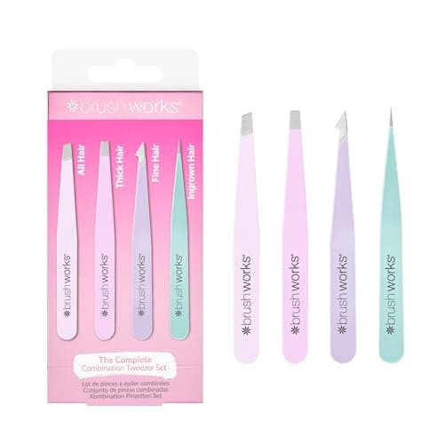 Image of Brushworks HD 4 Piece Combination Tweezer Set - Pastels