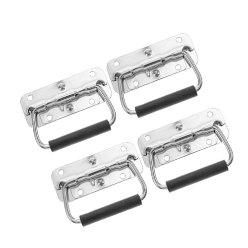 Image of LALADEFIEE 4 Pcs Stainless Steel Tool Box Pull Handles with Folding Design and Wear-Resistant Surface, Replacement Carrying Case Handles for Tool Cases and Industrial Equipment Boxes