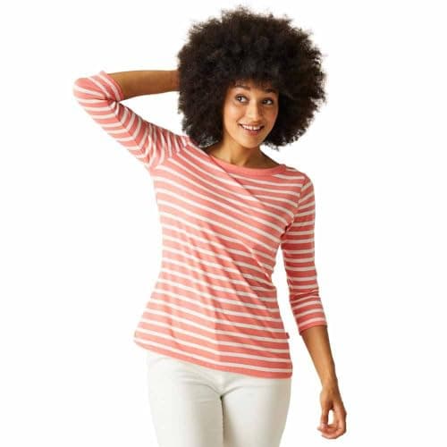 Image of Regatta Bayletta Lightweight Cotton Blend Women's T-Shirt, Shell Pink/White, 10