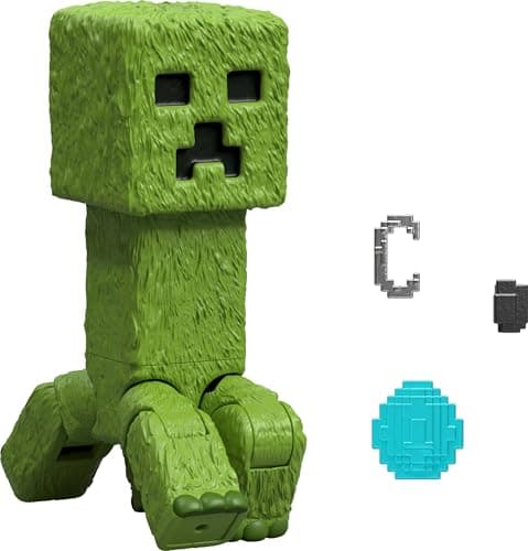 Image of Mattel Minecraft Action Figure & Accessories Set, 4-inch Creeper Posable Character Collectible Inspired by A Minecraft Movie, JFR58