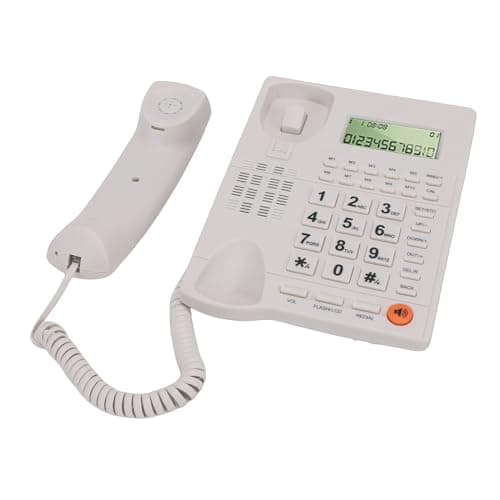 Image of ciciglow Corded Landline Phone Clear Caller ID Large Key Telephone for Seniors, No Power Functionality, for Home/Office Use (White)