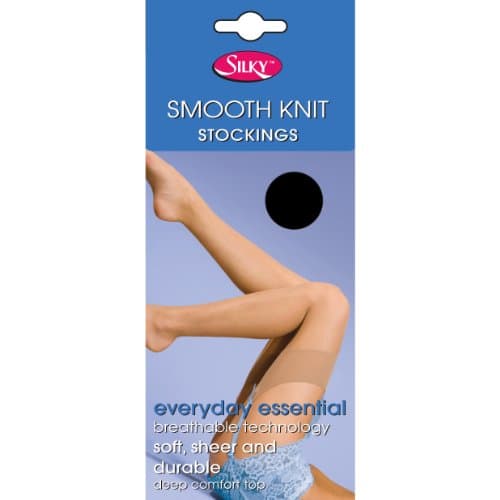 Image of Silky Womens/Ladies Smooth Knit Stockings (1 Pairs) (Large (5ft6”-5ft10”)) (Black)