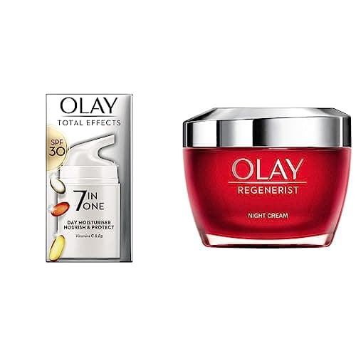 Image of Olay Total Effects 7in1 Moisturiser With SPF 30 & Niacinamide, 50ml & Regenerist Night Cream 50 ml