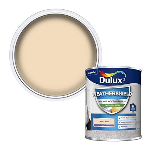 Image of Dulux Weather Shield Quick Dry Satin Paint, 750 ml - Celtic Cream