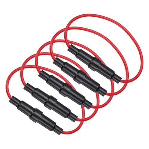 Image of sourcing map 5 Pcs 6X30mm Inline Screw Type Fuse Holder, 250V 10A Fast-Blow Leaded Ring Fuse with 16AWG 20cm Wire