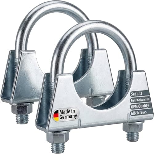 Image of AUPROTEC 2X U Bolt Exhaust clamp M8 for Exhaust and Pipe Joints I Galvanized Steel I Ø 45 mm