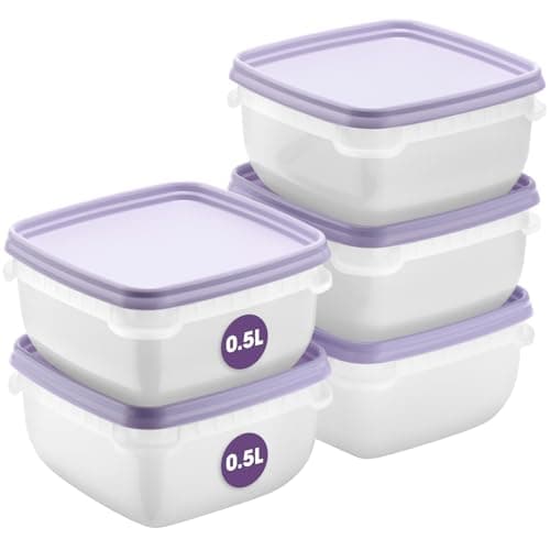Image of SmartStore Food Storage Containers 0.5L Set of 5 - Suitable for Fridge and Freezer - BPA Free Meal Prep Containers Reusable, Microwavable, Dishwasher Safe, Stackable and Nestable