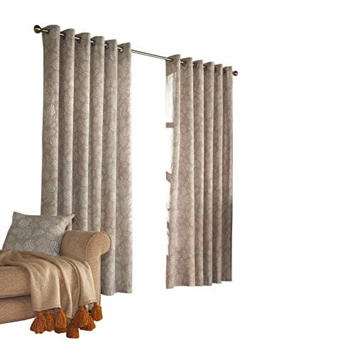 Image of Furn Irwin Ringtop Eyelet Curtains (Pair), 168cm x 137cm, Stone