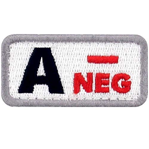 Image of EmbTao Type A Negative Tactical Blood Type Patch Embroidered Morale Applique Fastener Hook & Loop Emblem - Black & Red - 2"x1"