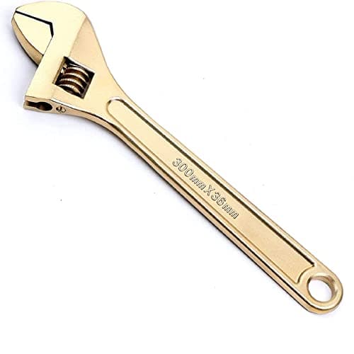 Image of WEDO Non-Sparking Adjustable Wrench 8", Spark-Free Safety Spanner, Safty Tool,Aluminum Bronze,DIN Standard, BAM & FM Certificate, Opening Max 24mm