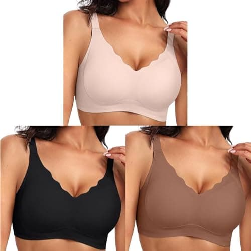 Image of Jelly Bra Sports Bras Women 3 Pack 2 Pack Non Wired Support Full Coverage Wireless Push Up Soft Everyday Seamless Bras Comfort Jelly Bra Sports Lightweight Quick Dry Stretch Tops Underwear