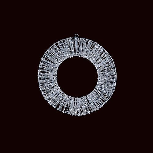 Image of Premier Light Up Christmas Wreath, Double Silver Frame Hanging Door Wall Window Decoration with 960 Twinkling White Micro LED Lights, Indoor/Outdoor Use 60cm