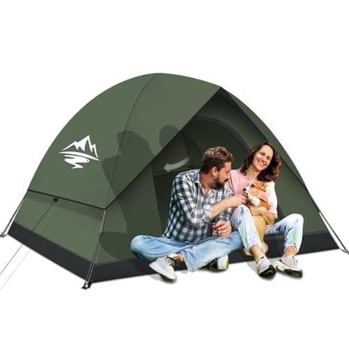 Image of Camping Tent 2/3 Man Dome Tents - Waterproof and Windproof Lightweight Easy Setup, Large Double Layer Tents with Removable Outer Tarp, Portable Outdoor Tent for Outdoor Hiking Backpacking