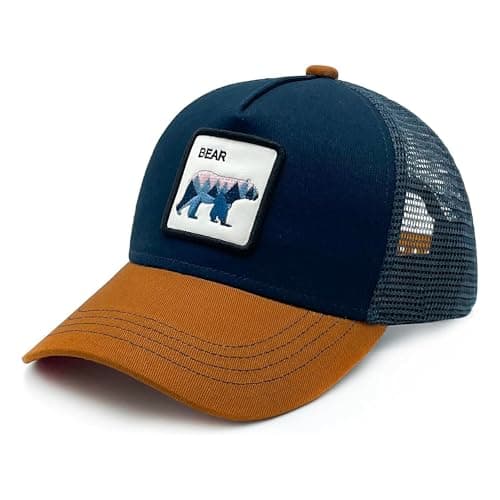 Image of Toddler Trucker Caps for Boys, Mesh Snapback Baseball Hats for Kids Ages 2-6 Brown