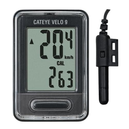 Image of CatEye Wired Bike Computer - Velo 9 Cycling Computer | Auto Start/Stop & Calorie Counter | Smart Cycle Odometer | Speed & Distance Tracking | Suitable for Novice Cyclists | Bike Accessories