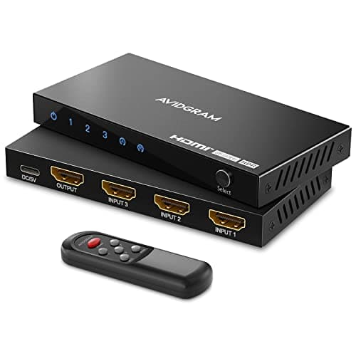 Image of AVIDGRAM HDMI Switcher 3 In 1 Out with IR Remote, 3 Port 4K 120Hz Auto HDMI Selector Hub, 8K 48Gbps, Compatible with Xbox Series X, PS4 Pro, PS5, UHD TV, Monitor